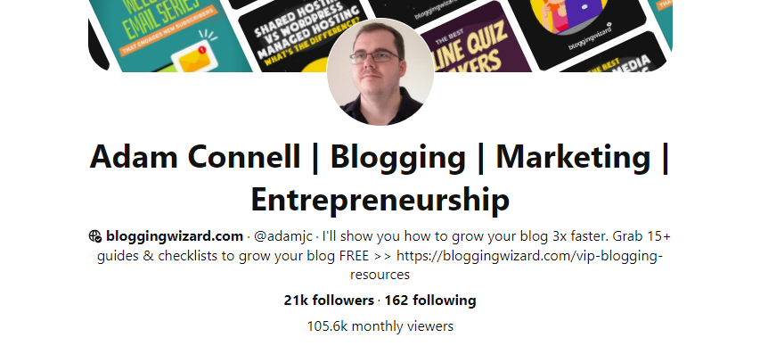 Adam Connell - Blogging Wizard-Pinterest expert