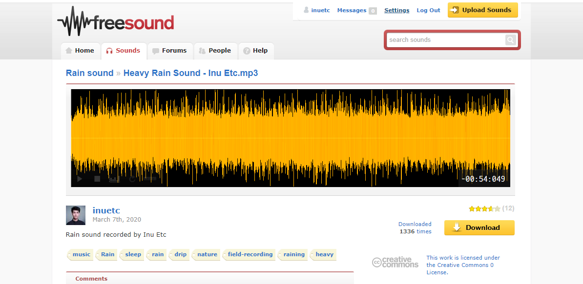 Freesound- download copyright free music